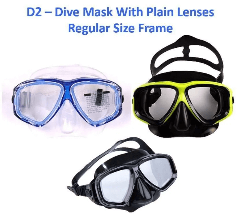 Dive Mask With Plain Lenses Regular Size Frame