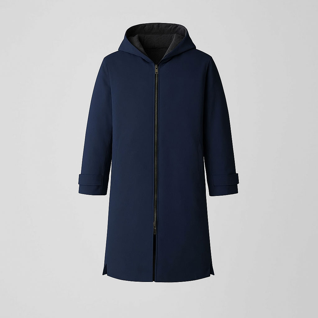 SR1N Warm Swim Robe Wind and Water Proof Double Layer Quick Drying Robe Long Sleeves Navy Blue